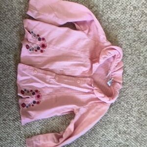 TKS Basics Girls Cotton cardigan Pink Floral Ruffle collar 24 months